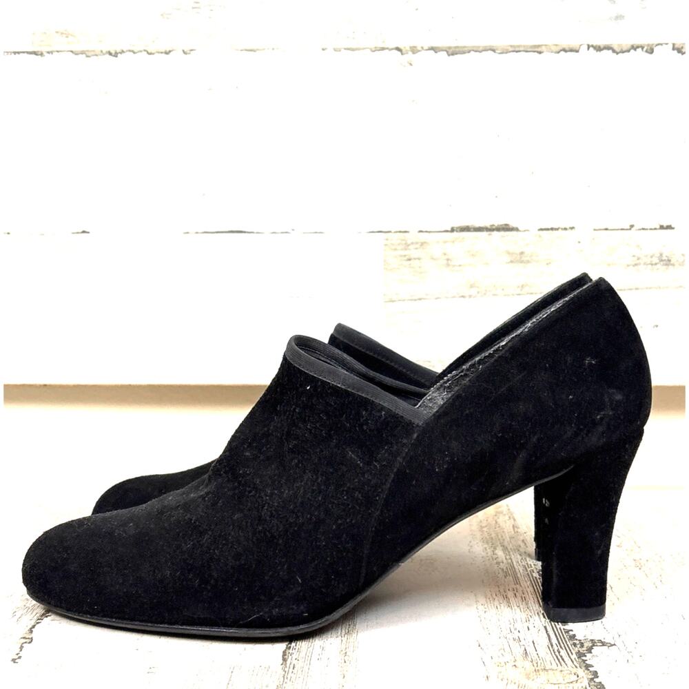 Stuart Weitzman 9 Black Suede Highland Bootie Pumps Designer Luxe